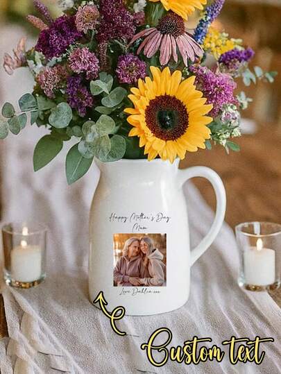 Gepersonaliseerde vaas, Moederdagcadeau, vaas met libellenmotief voor oma, cadeau voor oma, Moederdagcadeau, keramische mok en decoratie voor oma