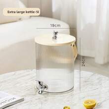 1pc New Luxury Double-Layer Cold Water Dispenser Stand, Desktop Juice/Beverage Organizer Rack With Faucet, Drink Chiller Bucket, Beverage Dispenser - Beige - View 7