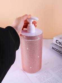 1pc 1000ml Rhinestone Embellished Wide Mouth Refillable Bottle For Shampoo, Body Wash, Hand Soap - View 5