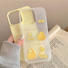 1pc Cream Yellow Pear Embossed Phone Case With Matching Pendant | Kawaii Fruit Design | 3D Relief Print | Shockproof Anti-Fingerprint Cover Compatible With IPhone17/17Air/17PRO/17PROMAX/16/7/8/11/12/13/14/15/X/XR/Xs/Plus/Pro/Pro Max/SE2 - Multicolor - View 6