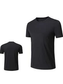 5pcs/Pack Men's Ultra-Thin Crew Neck Short Sleeve T-Shirts, Lightweight & Energetic, Suitable For Gym Workout, Breathable Sports Running Top Black Summer - Black - View 3