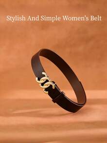 这款休闲百搭的女士腰带配有金色搭扣，可搭配牛仔裤、休闲裤、西裤或裙子。简约的黑/棕色腰带适合日常佩戴，并且可调节。 - 彩色 - 查看 4