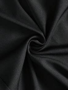 Gonna midi casual plissettata con fibbia metallica asimmetrica, nera, per donne taglie forti, primavera/estate - nero - Visualizzare 4
