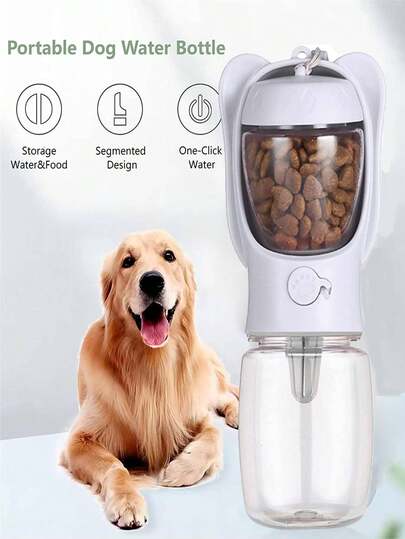 Dog Water Bottle, Portable Pet Water Bottle With Food Container, Outdoor Portable Water Dispenser, Suitable For Cats, Puppies, Pet Walking, Hiking, Travel, Puppy Essentials, Dog Supplies