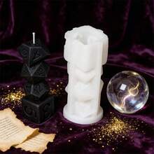 3D骰子硅胶蜡烛模具 - 可堆叠骰子蜡烛模具，适用于树脂浇铸，DIY多面骰子肥皂和蜡烛制作套装 - Dice Candle Mold - 查看 6