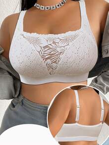 Plus Size Women Lace Patchwork Seamless Underwear, Suitable For Daily Wear And Various Occasions - White - View 5