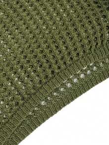 Áo khoác ngoài tay dài khoét lỗ cho nữ, kiểu crop top mùa hè, thích hợp cho kỳ nghỉ, trang phục thường ngày đi biển. - xanh quân đội - Xem 6