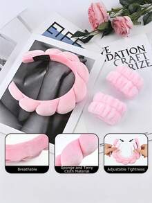 Soft Sponge Headband, Face Wash Wristband, Popular Headband Set, High Crown Sponge Braided Cloud Hair Hoop Accessories - Soft and Fluffy Clouds - View 3