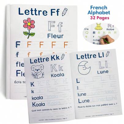 Lachilly Preschool Beginning French Workbooks Alphabet ABC Tracing Worksheet In French, French Letter Handwriting Practice Book, Kids Educational Writing Activity Books, Fun Tracing & Early Learning Skills Ages 3+ Years Old Girls & Boys