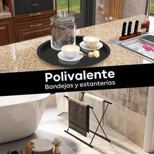 Mesa Auxiliar Redonda Plegable de Metal, Bandeja Extraíble, Estilo Minimalista Moderno, Ideal para Balcón, Oficina, Dormitorio y Sala - por defecto - Ver 5