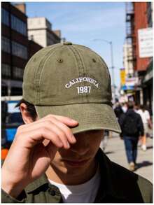 Mũ lưỡi trai nam - Thêu logo California 1987, mũ mềm kiểu "Dad Hat", vừa vặn với mọi khuôn mặt, phong cách retro thường ngày. - A - Xem 3