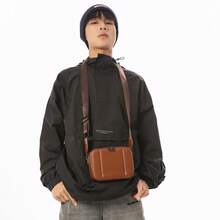 1pc Plain Black & Brown Embossed PU Leather Zipper Closure Diagonal Shoulder Bag, Waterproof & Durable Phone Pouch, Minimalist Korean Style Camera Bag, Unisex Youth Couple Bag - Multicolor - View 8