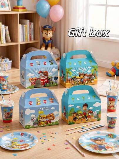 Paw Patrol 8/12pcs Random Cute Animal Gift Box, Rubble, Chase, Rocky, Zuma, Skye, Everest, Tracker, Tuck, Ella, Rex, WildCat, Liberty Character Handbag Paper Bag Gift Packaging, Colorful Handbag Paper Box, Random Colors And Styles (12pcs/Set), Kraft Paper Material, Souvenir, Disposable Gift Box, Cartoon Gift Box, Birthday Party Surprise Party Supplies Candy Box, Party Decor Gift Bag, Best Holiday Gift Box For Friends, Party Atmosphere Decor Gift Box