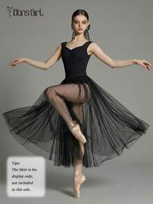 DonsGirl 女士修身芭蕾舞紧身衣 - 袖子和腰部采用褶皱设计 | 现代/古典舞蹈表演服装 黑色 - 黑色 - 查看 9