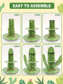 1 Set Cactus Shaped Cake Stand, Western Cowboy Theme Birthday Party Cupcake Dessert Display Rack, Outdoor Western Cowboy Theme Birthday Cake Tower Stand, Suitable For May 5th Mexican Theme Cake Decoration. Mexican Birthday Party Cake Plate, Mexican Party Decor, Cactus Desktop Center Decor, Suitable For Wedding And Birthday Party Decoration, Summer Mexican Theme Party Tabletop Decor, Cowboy Riding Horse Party Tabletop Decor, Cowboy Theme Birthday Party Supplies - 仙人掌 - 查看 9