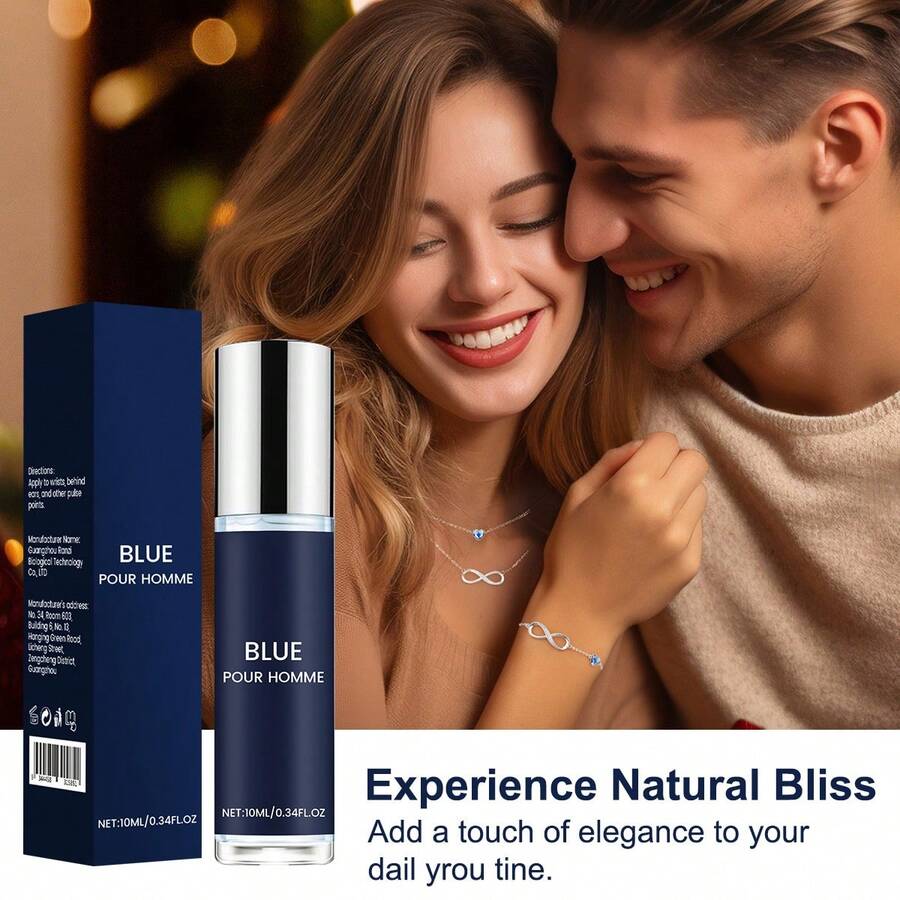 蓝色男士香水 | 无酒精持久留香古龙水 | 适合日常、约会和节日 | 自然优雅，彰显男性魅力，送礼佳品 - 男士香水-藍色香調-10ml-瓶裝 - 查看 1