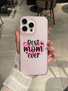 1个“最佳妈妈”爱心印花手机壳，可爱温馨的母亲节礼物，美观设计，哑光粉色半透明防刮防摔防滑手机壳，兼容 11/12/13/14/15/16/16 Plus/16 Pro/16 Pro Max/17/17 Pro/17 Pro Max，适合送给妈妈，母亲节、生日及日常使用。 - 粉色 - 查看 2