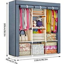 LZYMSZ Permanent Simple Wardrobe With Thick Tube, Polyester Fabric, Simple And Economical Design, Easy To Assemble And Store Clothes. - 咖啡色 - 查看 12