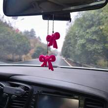 Plush Bow | Christmas Bow Hanging Decor, Cute Car Rearview Mirror Decoration, Holiday Party Home Decor, Tree/Backpack Pendant, Creative Gift, Resin Material - Plush Bow - View 3