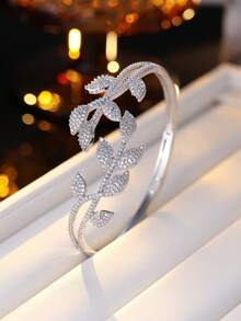 1 pieza Brazalete con diseño de hoja de estilo nicho, versátil estilo de viajero, opción de regalo elegante - pulsera - Ver 9