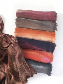 180cm X 70cm Artistic Tie-Dye Rayon Scarf - Contrasting Crinkle Texture Shawl, Breathable Non-Slip Large Women's Shawl & Versatile Summer Scarf - Multicolor - View 2