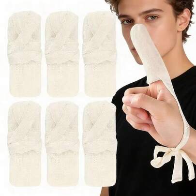 1/6 /10/20 chiếc bao ngón tay bằng cotton, bao ngón tay thoáng khí có thể tái sử dụng kèm dây đeo cổ tay dành cho người lớn, ống bảo vệ ngón tay cho người bị chàm, ngón tay cò súng, viêm khớp, đánh máy và sử dụng hàng ngày.