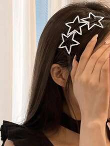 1件装女士时尚Y2K银色镂空星星水钻发箍，适合网红、日常佩戴、公主生日派对、送给女朋友的礼物，时尚单品！发箍/头饰/发圈 - 銀色 - 查看 1