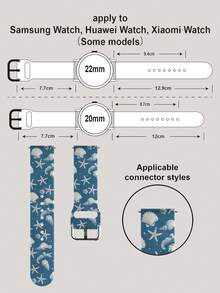 1pc Soft Elastic Breathable Seawater Blue Starfish & Shell Pattern Watch Band, Suitable For Samsung, Honor Smartwatches, 38mm 40mm 41mm 42mm 46mm 45mm 44mm 49mm, Beach Holiday Gift, Casual Silicone Watch Strap For Apple Watch Ultra SE/11/10/9/8/7/6/5/4/3/2/1 - Multicolor - View 13
