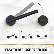 Portarrollos de papel higiénico HITSLAM, estante giratorio de barra doble para papel higiénico montado en la pared, color negro mate, dispensador de tejido de baño de acero inoxidable SS304 - Negro - Ver 7