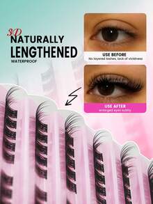 8-16mm Mixed Length Cluster False Eyelashes Set, DIY Individual Lash Extension, Soft Lightweight Wispy Natural To Dramatic Effect, Reusable Beginner-Friendly Kit With Tweezers And Lash Brush - View 5