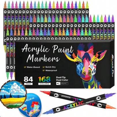 24/48/72/96/120/168 Colores Marcadores de Pintura Acrílica, Marcadores Permanentes Adecuados para Piedra, Madera, Vidrio, Lienzo, Cerámica, Papel y Uso DIY