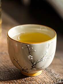 1pc/2pcs/6pcs Ash-Glaze Ceramic Tea Cups, Plum Blossom Pattern Ceramic Red Tea Cups, Kung Fu Tea Cups, Tea Tasting Cups, Home & Guest Tea Cups - Multicolor - View 5