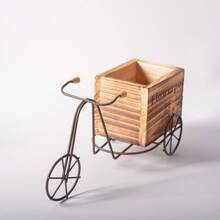 1 pieza Soporte de maceta de triciclo de madera rústica vintage - Soporte de maceta de bicicleta de hierro encantador con soporte de vela estilo jaula de pájaros, adecuado para decoración del hogar y la oficina, exhibición de jardín interior/exterior y regalo único para fiestas, soporte de planta montado en la pared (plantas no incluidas) - A - Ver 5