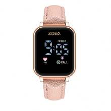 Reloj Inteligente ZOEA Versátil: Correa de Cuero Suave, Pantalla Digital, Resistente al Agua, Ideal para Citas, Deportes y Uso Diario, Larga Autonomía, Diseño Moderno para Hombres y Mujeres - Correa- rosa claro/Caja-Rosa dorado - Ver 2