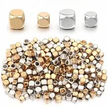 200pcs Gold & Silver Square Beads, Minimalist DIY Accessories - Square - View 4