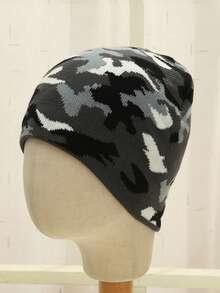 1pc Men's Classic Casual Knitted Elastic Camouflage Series Outdoor Cycling Sun Protection Windproof Knit Hat - Camouflage Knitted Hat - View 6