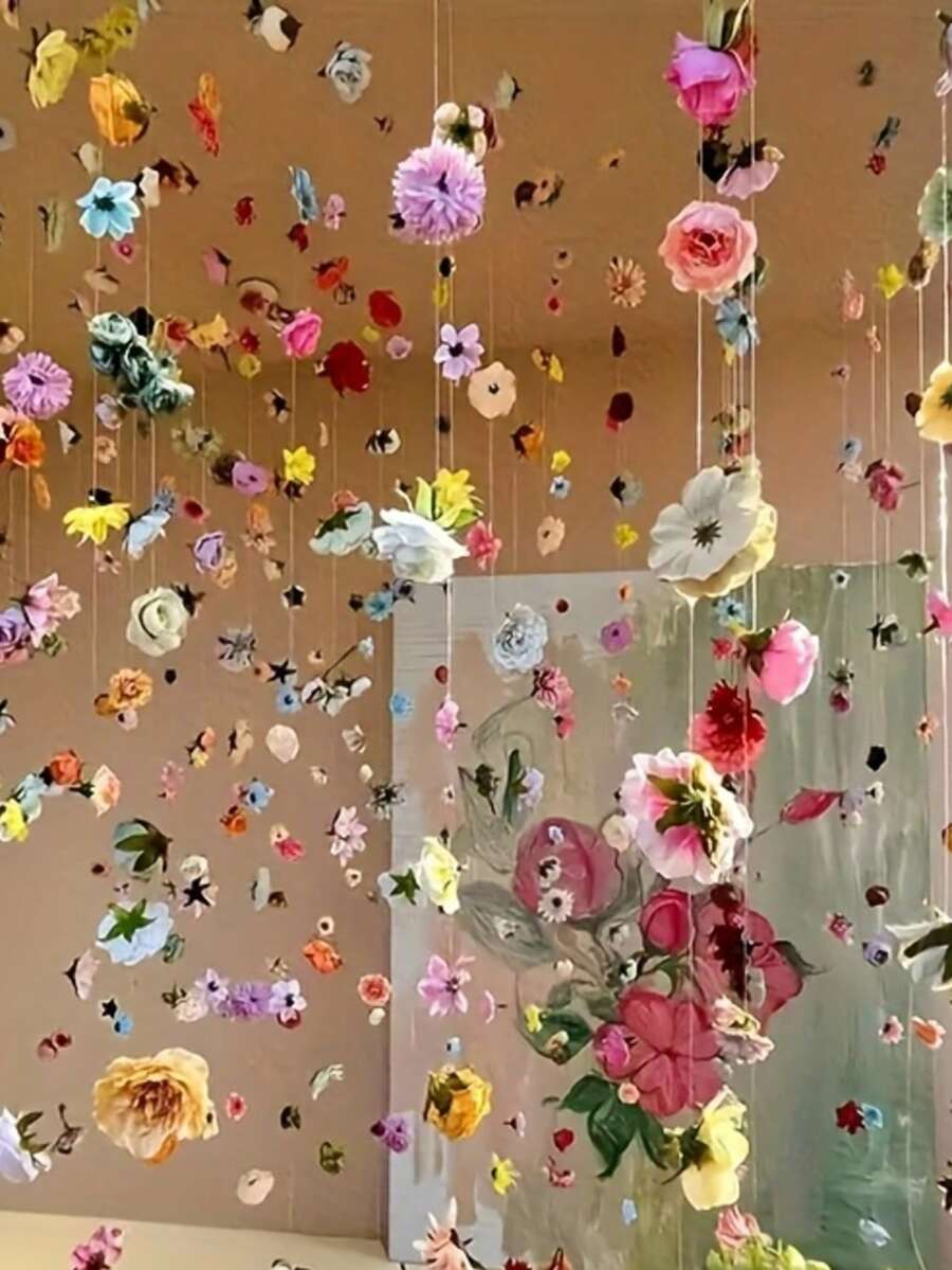 30pcs/Set Colorful Flower Garland With Fishing Line, Handmade DIY Decor For Home, Wedding, Mall, Outdoor, Entrance, Curtain, Creating Romantic Ambiance