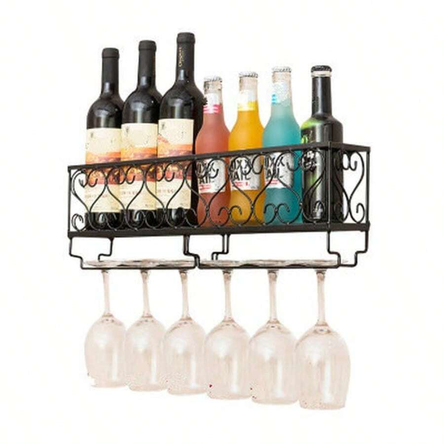 1PC Wine Rack Cup Glass Holder Display Bar Shelf Wall Mounted Bottle Champagne Glass Hanger Holder Bar Organizer For Kitchen - Bronze - View 1