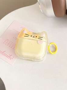 1套可爱粉色猫咪趣味动物表情猫耳耳机保护套，兼容苹果第四代、Pro 2/3蓝牙耳机软包 - 彩色 - 查看 2