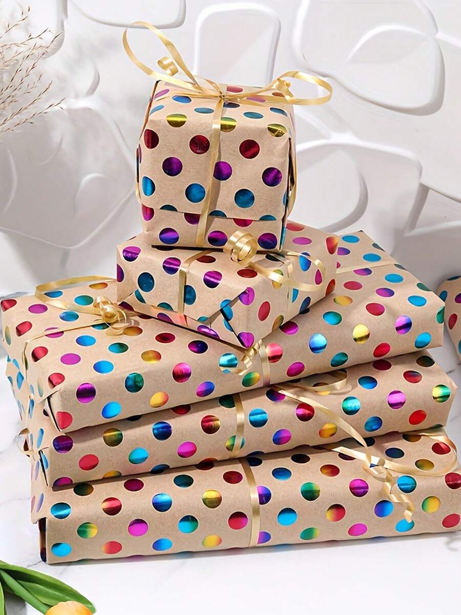 金色星形包装纸卷,白金包装纸,情人节、复活节、婚礼、生日、派对、迎婴派对礼品包装纸卷,粉色,可裁剪用于情人节装饰 - 包裝紙 - 查看 1