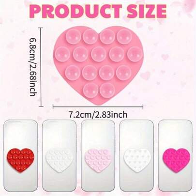 6pcs Multi-Functional Heart-Shaped Double-Sided Suction Cup - Double-Sided Installation, Handheld Video Recording And Selfie Accessories, With Non-Slip Grip (Pink Series, 6-Piece Set)
