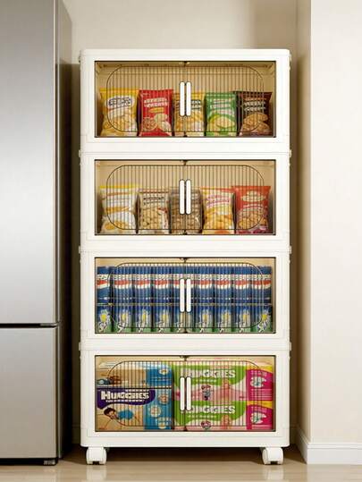 幅50 cm食品貯蔵室 容量を増やす パントリー収納 ダイニング 収納と整理ボックス キャビネット 折りたたみ 収納 大容量 プーリ付き 可動 マルチ仕様 レストランのスナック/飲料/食器の分類収納、小戸型家庭/賃貸住宅/マンションレストラン家具