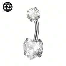 1 pieza Anillo de ombligo/estrella/cuadrado/redondo de titanio con circonita cúbica, pendientes de cartílago de oreja, tragus, helix, daith, joyería corporal para perforación - Color titanio - Ver 11