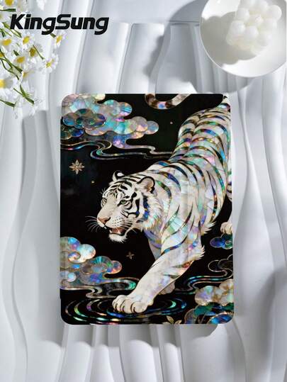 Kingsung 炫彩夺目的猛兽图案平板电脑保护套，猛虎下山，适用于9.7/10.2/10.5/10.9/12.9英寸、11英寸、第十代Galaxy Tab S6 Lite 10.4英寸、Kindle Paperwhite第十二代（2024年）、Kindle（第十一代，2022年）、Kobo Clara Color，柔软防震，智能支架/自动唤醒/睡眠功能。