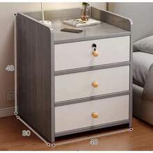 Mesita De Noche Gris De Dormitorio Moderno De Estilo Retro Madera Blanco - Negro - Ver 3