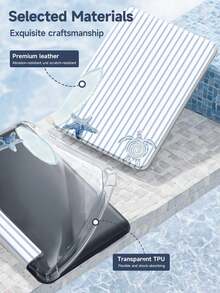 Ocean Blue Stripes And Sea Turtles Pattern Tablet Case Compatible With Air 11-Inch M3 2025 / M2 2024, Air 5th Generation 2022 , (A16) 11 Inch 11th Generation 2025,Compatible With Samsung Galaxy Tab,Kindle Paperwhite 12th Gen 2024, Clear Back ,Fashion Pattern Protective Case,Autlueomatic Sleep And Wake-Up Function, Airbag Protection, Suitable For Gifts And Office Use - Multicolor - View 8