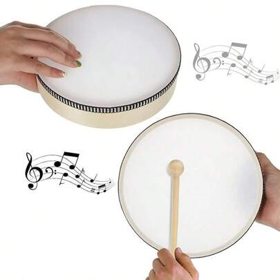4-Inch, 6-Inch, 8-Inch, 10-Inch, 12-Inch Hand Drum, Orff Musical Instrument, Performance Instrument, Educational Tool, Lacquered Imitation Leather Hand Drum