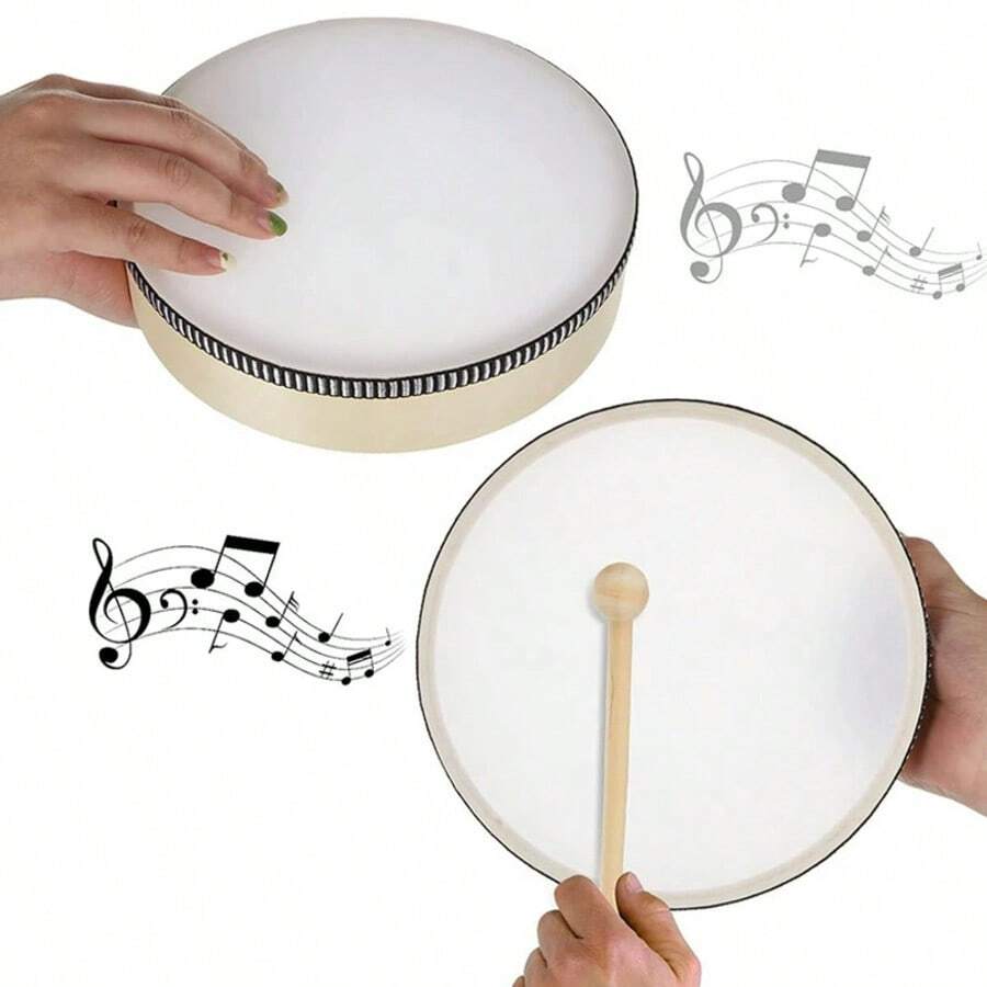 4-Inch, 6-Inch, 8-Inch, 10-Inch, 12-Inch Hand Drum, Orff Musical Instrument, Performance Instrument, Educational Tool, Lacquered Imitation Leather Hand Drum