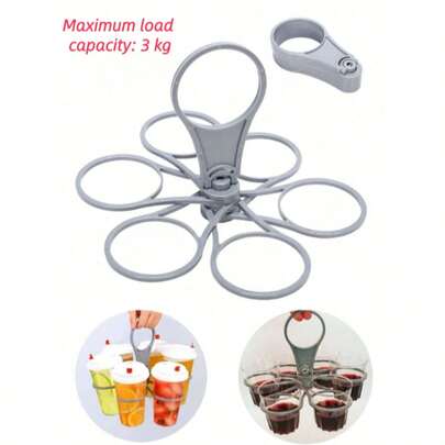 1/2/3 PiecesPlastic Multi-Cup Beverage Holder Ideal For Coffee, Beer, And Other Drinks Portable 6-Compartment Rotating Folding Beverage Rack Perfect For Group Gatherings Adjustable Travel Beverage Holder Convenient For Outdoor Parties And Holiday Trips