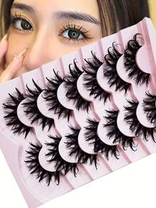 7 Pairs Of Fluffy Curled False Eyelashes, 8D Extending Like Petals, Eyes Like Sunflowers Nourished By Sunlight - View 7